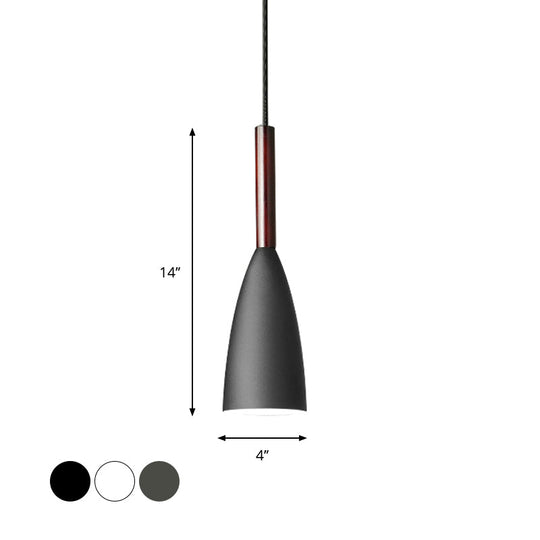 Nordic Metal Pendant Lamp - Elongated Dome Ceiling Suspension 1 Head Black/White/Grey For Dining