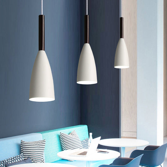 Nordic Metal Pendant Lamp - Elongated Dome Ceiling Suspension 1 Head Black/White/Grey For Dining