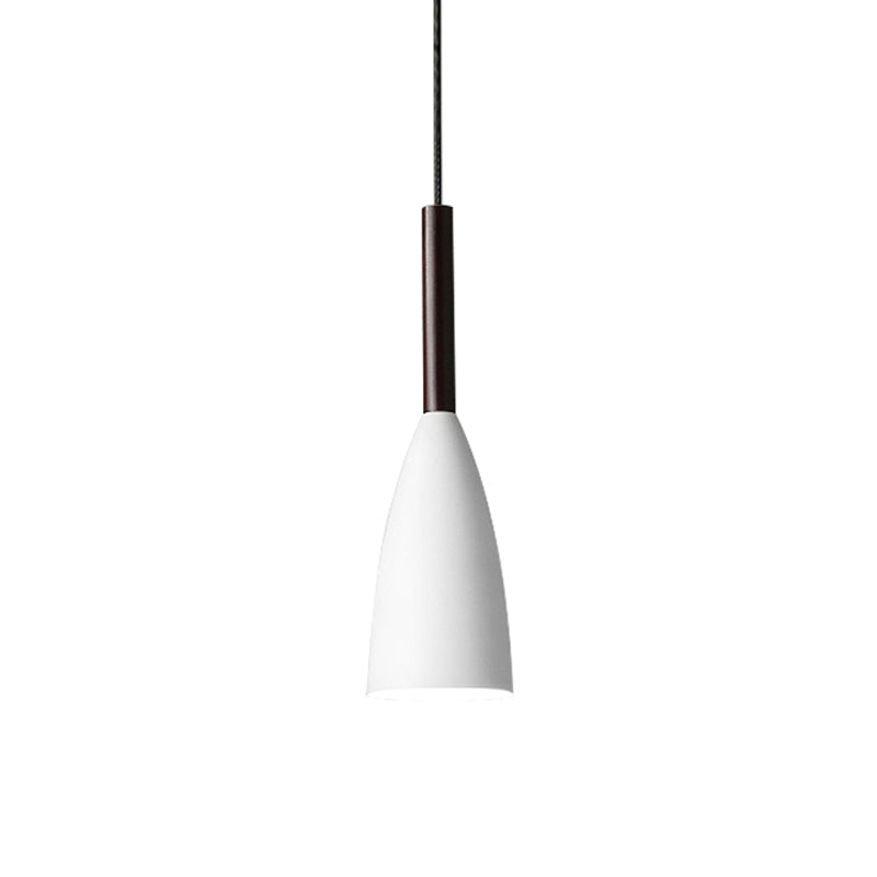 Nordic Metal Pendant Lamp - Elongated Dome Ceiling Suspension 1 Head Black/White/Grey For Dining