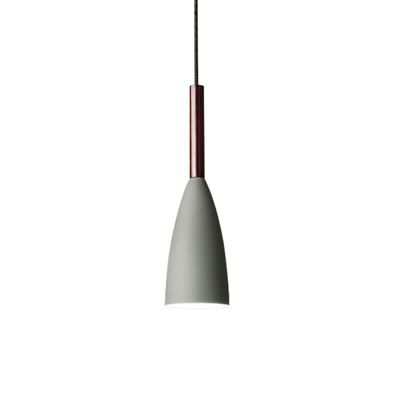 Nordic Metal Pendant Lamp - Elongated Dome Ceiling Suspension 1 Head Black/White/Grey For Dining