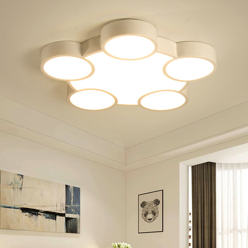 White LED Flush Mount Ceiling Lamp for Kindergarten with Simple Acrylic Design