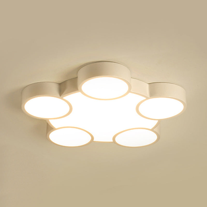 White LED Flush Mount Ceiling Lamp for Kindergarten with Simple Acrylic Design