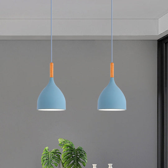 Macaron Raindrop Ceiling Pendant Light: Contemporary Aluminum Dining Room Lamp (Grey/Red/Blue)