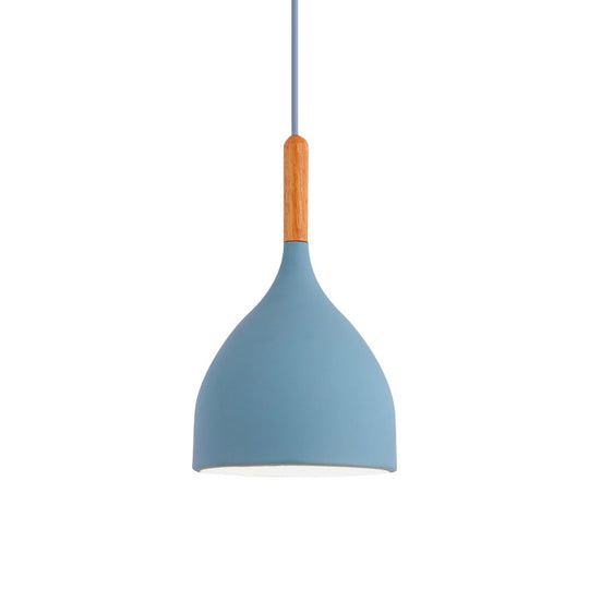 Macaron Raindrop Ceiling Pendant Light: Contemporary Aluminum Dining Room Lamp (Grey/Red/Blue)