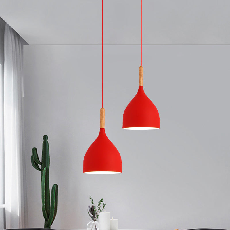 Macaron Raindrop Ceiling Pendant Light: Contemporary Aluminum Dining Room Lamp (Grey/Red/Blue)