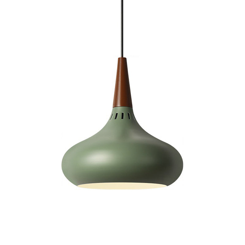 Macaron Aluminum Onion Pendant Light In Single Green/White/Gold With Vented Socket For Hanging