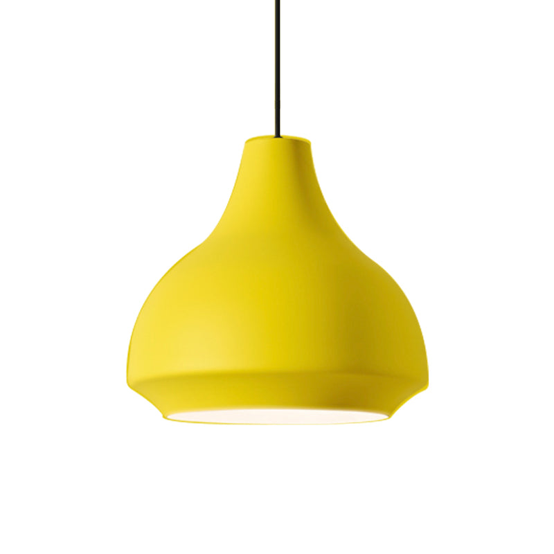 Macaron Grey/Yellow/Orange Cafe Pendant Light Fixture With Vase Aluminum Shade - Single-Bulb Hanging