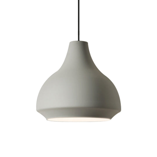 Macaron Grey/Yellow/Orange Cafe Pendant Light Fixture With Vase Aluminum Shade - Single-Bulb Hanging