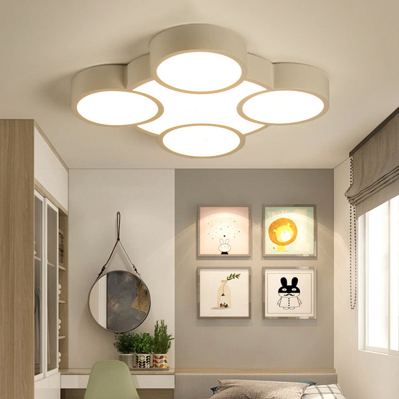 White LED Flush Mount Ceiling Lamp for Kindergarten with Simple Acrylic Design