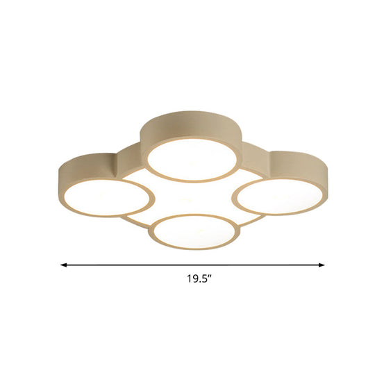 White LED Flush Mount Ceiling Lamp for Kindergarten with Simple Acrylic Design