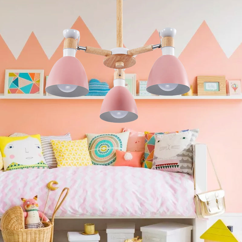 Modern Chic Pendant Lights: 3-Bulb Metal Hanging Lamp For Kids Bedroom