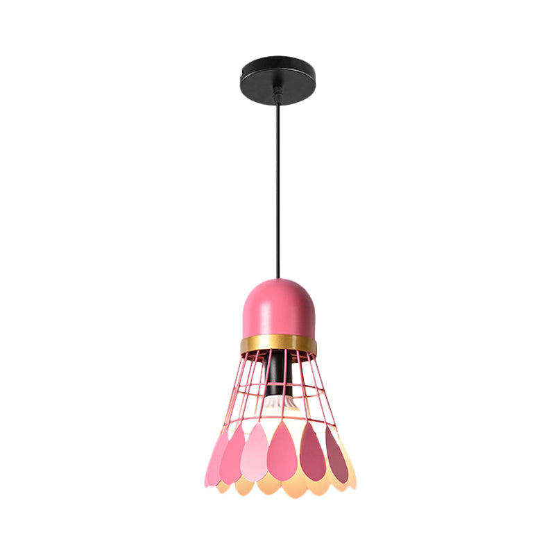 Macaron Pink Drop Pendant Light With Metal Shade - Ideal For Kitchen Dinette