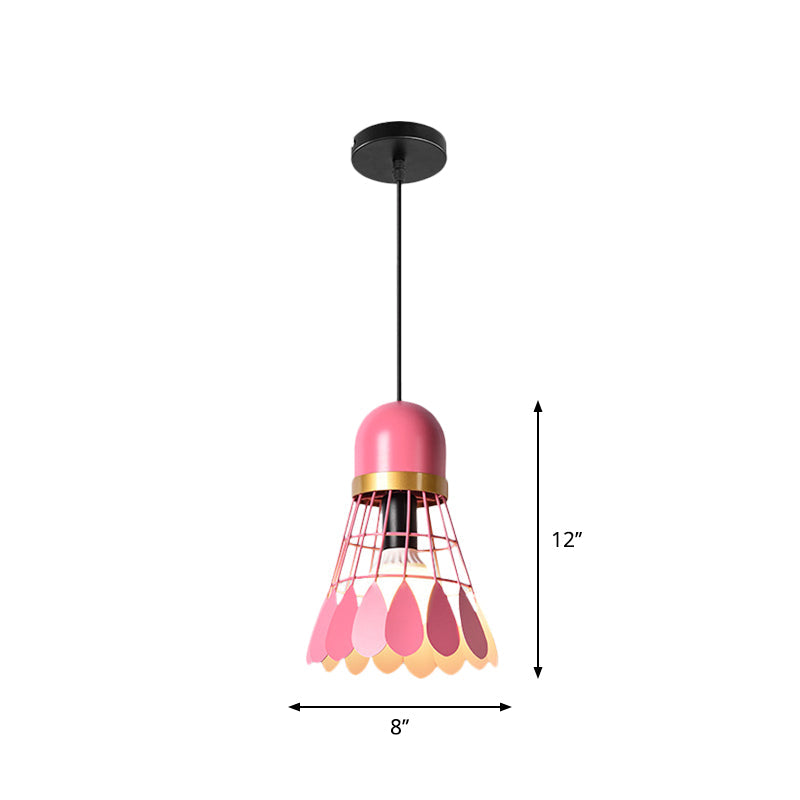 Macaron Pink Drop Pendant Light With Metal Shade - Ideal For Kitchen Dinette