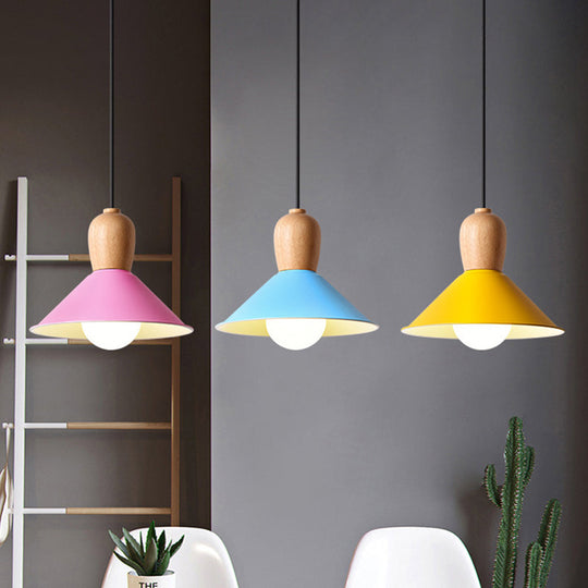 Macaron Pink Drop Pendant Light With Metal Shade - Ideal For Kitchen Dinette