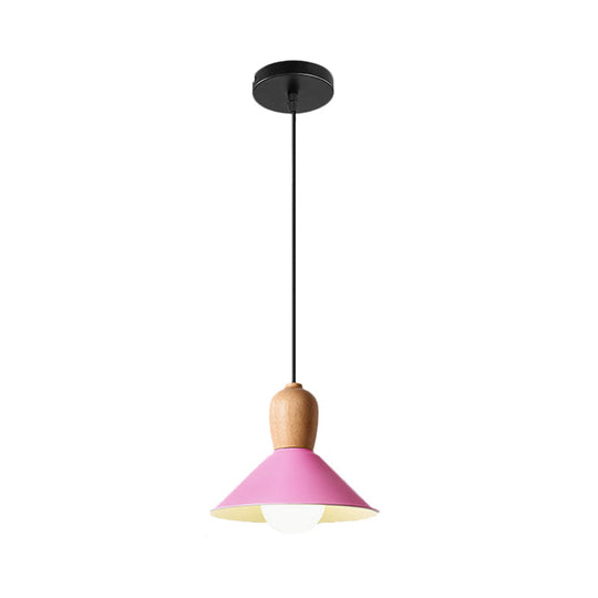 Macaron Pink Drop Pendant Light With Metal Shade - Ideal For Kitchen Dinette