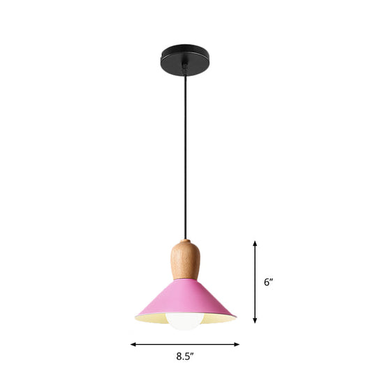 Macaron Pink Drop Pendant Light With Metal Shade - Ideal For Kitchen Dinette