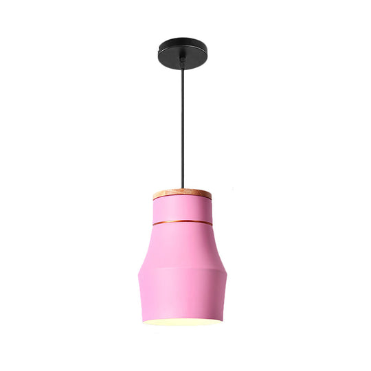 Macaron Pink Drop Pendant Light With Metal Shade - Ideal For Kitchen Dinette