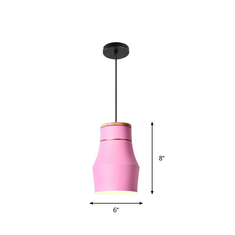 Macaron Pink Drop Pendant Light With Metal Shade - Ideal For Kitchen Dinette