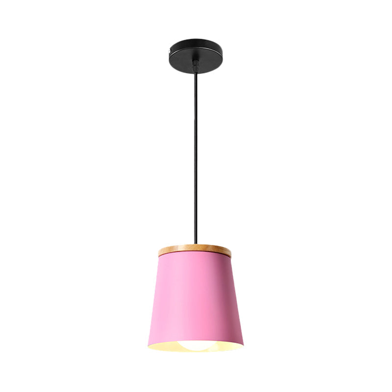 Macaron Pink Drop Pendant Light With Metal Shade - Ideal For Kitchen Dinette