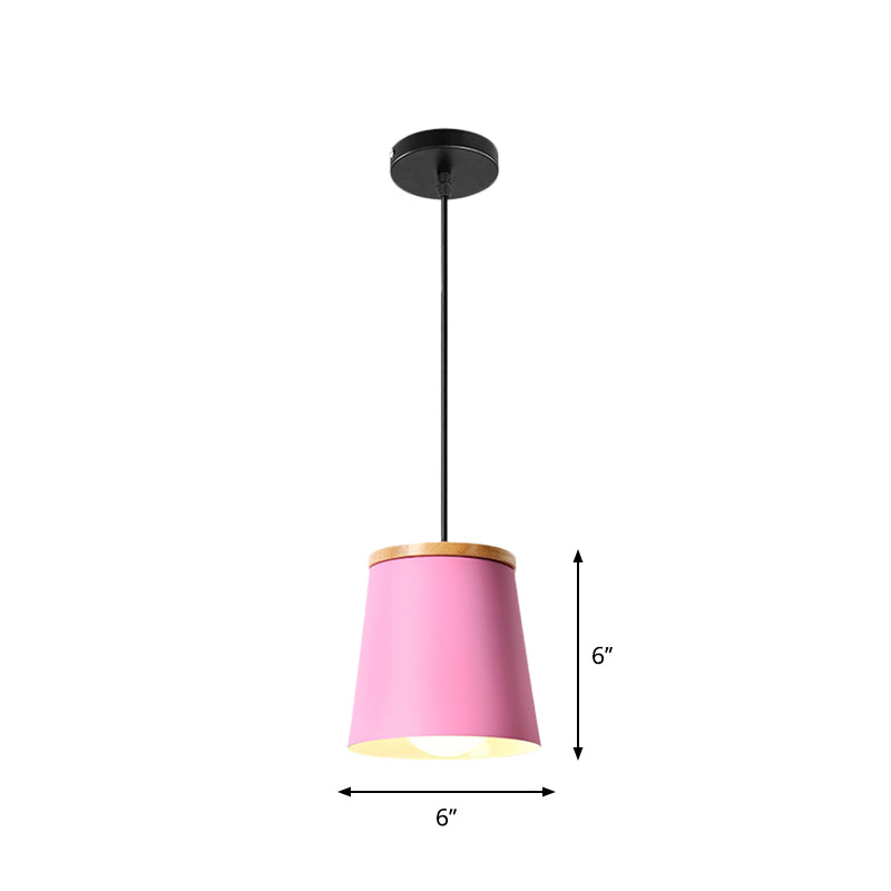 Macaron Pink Drop Pendant Light With Metal Shade - Ideal For Kitchen Dinette