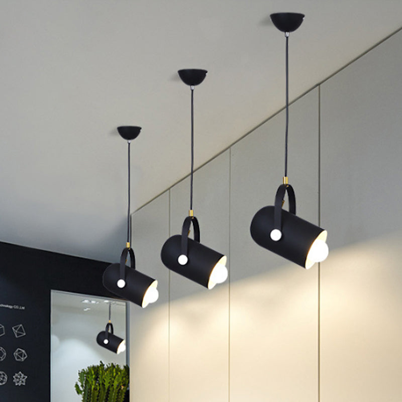 Macaron Blue/Pink/Black Pendant Light For Clothing Stores - Stylish 1-Light Suspension With Handled