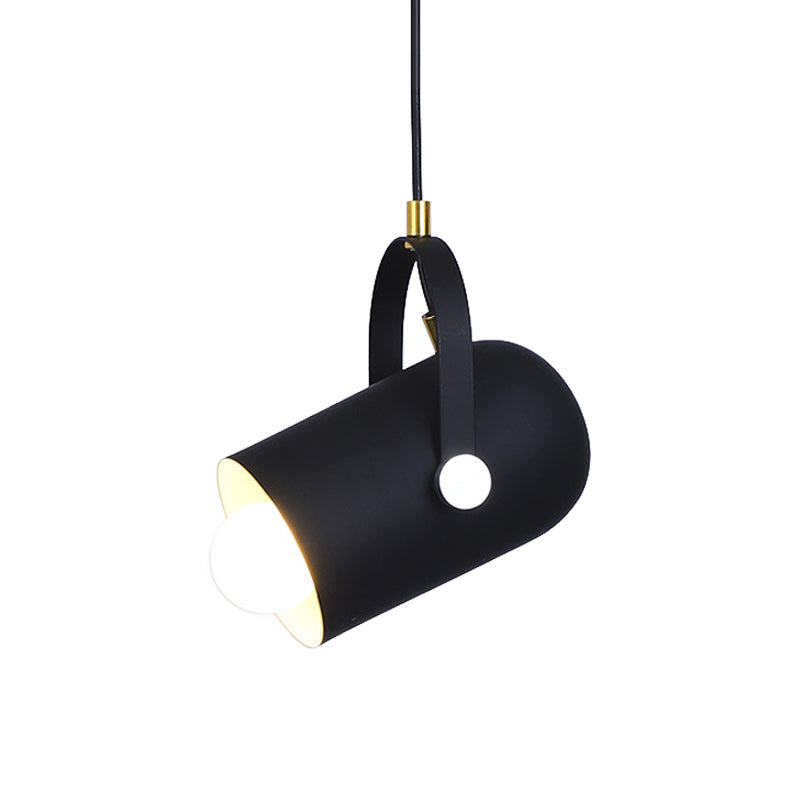 Macaron Blue/Pink/Black Pendant Light For Clothing Stores - Stylish 1-Light Suspension With Handled