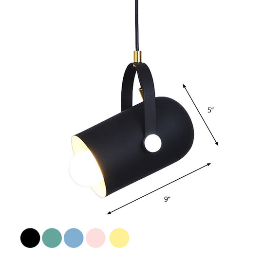 Macaron Blue/Pink/Black Pendant Light For Clothing Stores - Stylish 1-Light Suspension With Handled