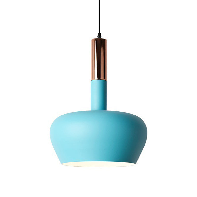 Macaron Metallic Down Lighting Pendant - Apple-Shaped 1-Light Ceiling Hang Light In Pink/Blue/Yellow