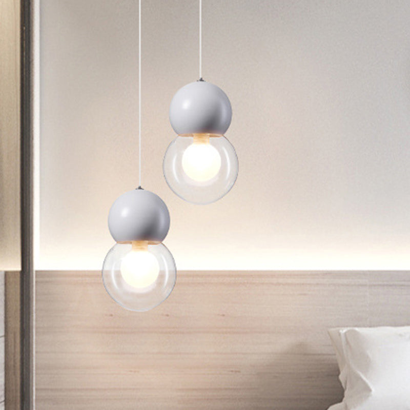 Kids Bedside Pendulum Light - Gourd Shape Milky Glass Macaron Ceiling Pendant Pink/Yellow/Blue