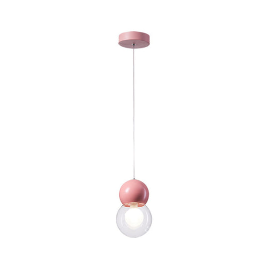 Kids Bedside Pendulum Light - Gourd Shape Milky Glass Macaron Ceiling Pendant Pink/Yellow/Blue