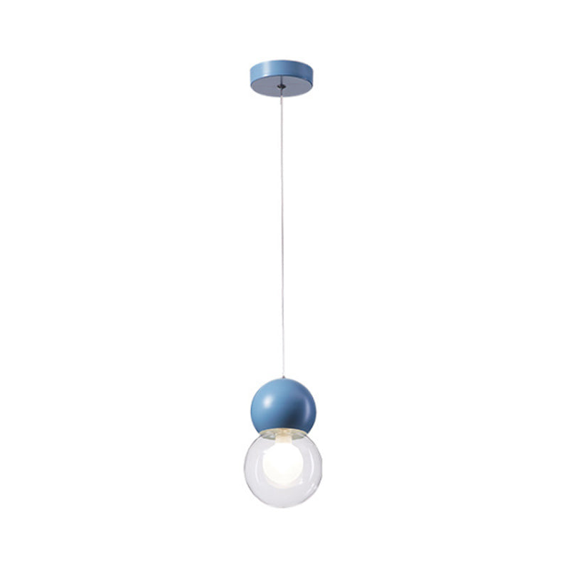 Kids Bedside Pendulum Light - Gourd Shape Milky Glass Macaron Ceiling Pendant Pink/Yellow/Blue