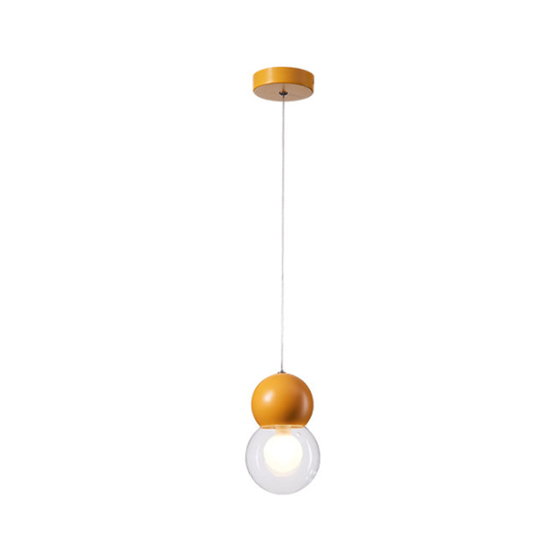 Kids Bedside Pendulum Light - Gourd Shape Milky Glass Macaron Ceiling Pendant Pink/Yellow/Blue