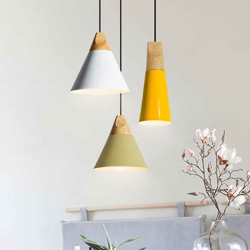 Harper - Mini Cone Suspension Lamp: Aluminum Macaron Single-Bulb Pendant Light