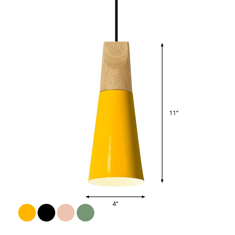 Harper - Mini Cone Suspension Lamp: Aluminum Macaron Single-Bulb Pendant Light