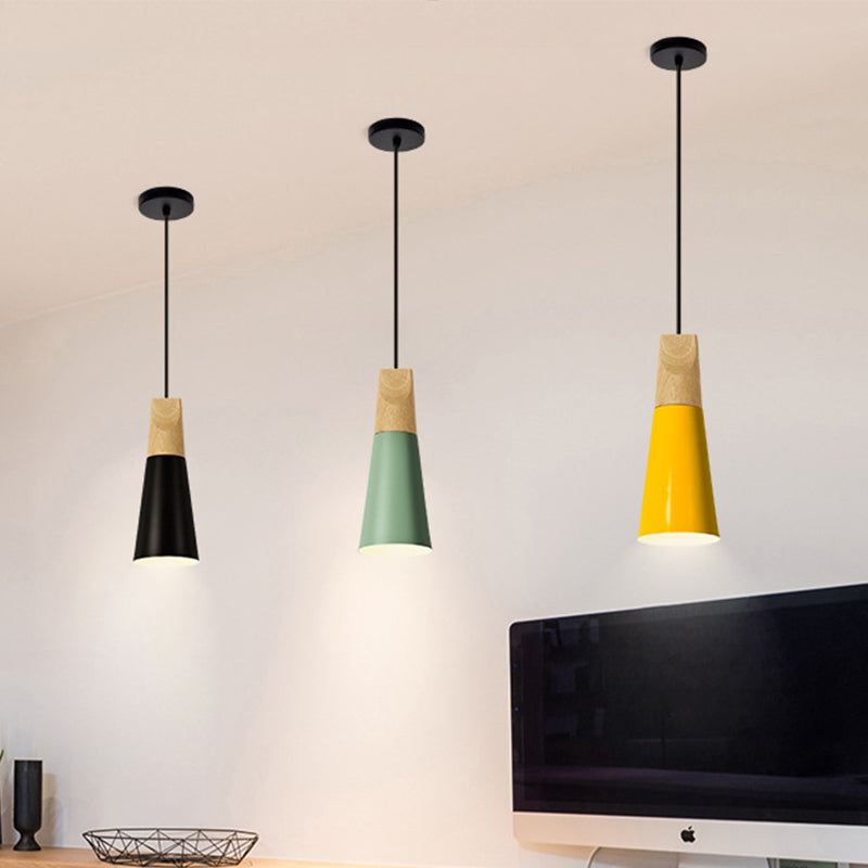 Harper - Mini Cone Suspension Lamp: Aluminum Macaron Single-Bulb Pendant Light