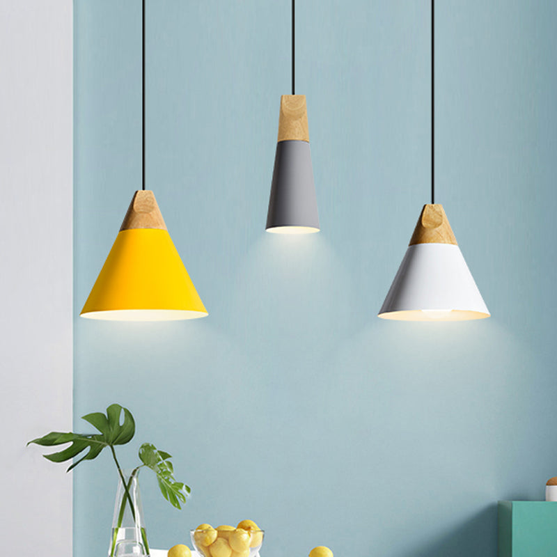 Harper - Mini Cone Suspension Lamp: Aluminum Macaron Single-Bulb Pendant Light