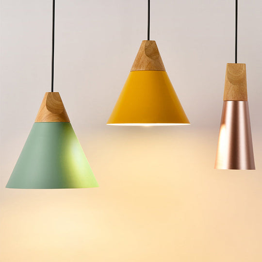 Harper - Mini Cone Suspension Lamp: Aluminum Macaron Single-Bulb Pendant Light