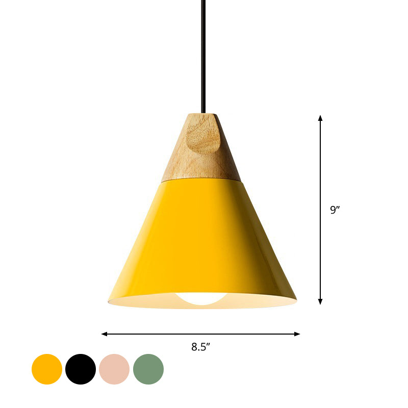 Harper - Mini Cone Suspension Lamp: Aluminum Macaron Single-Bulb Pendant Light