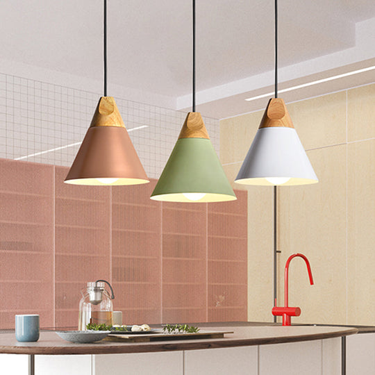 Harper - Mini Cone Suspension Lamp: Aluminum Macaron Single-Bulb Pendant Light