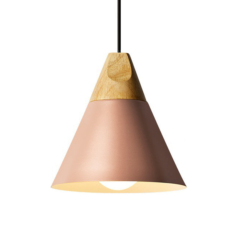 Harper - Mini Cone Suspension Lamp: Aluminum Macaron Single-Bulb Pendant Light