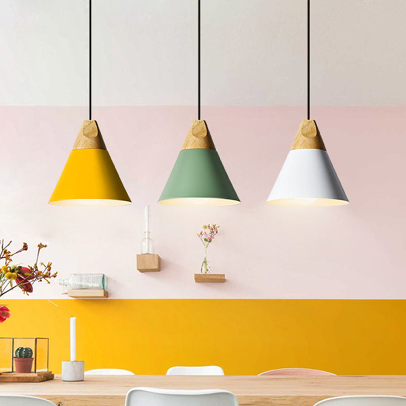 Harper - Mini Cone Suspension Lamp: Aluminum Macaron Single-Bulb Pendant Light