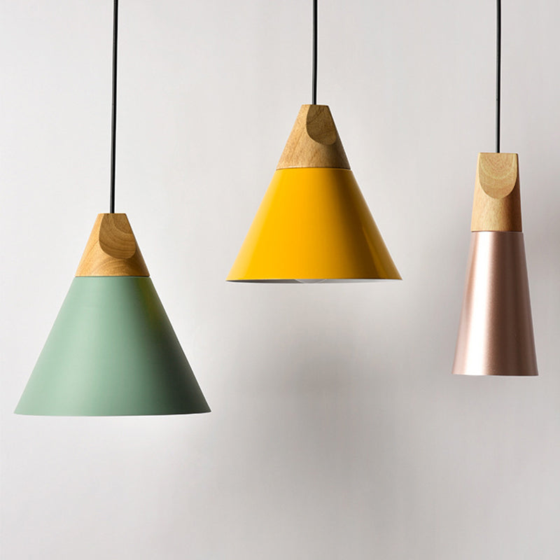 Harper - Mini Cone Suspension Lamp: Aluminum Macaron Single-Bulb Pendant Light