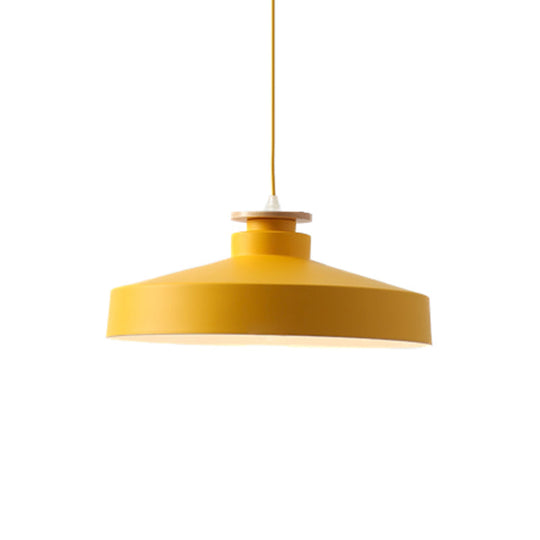 Macaron Style Aluminum Pendant Lamp In Pink/Yellow/Blue For Bedroom Ceiling