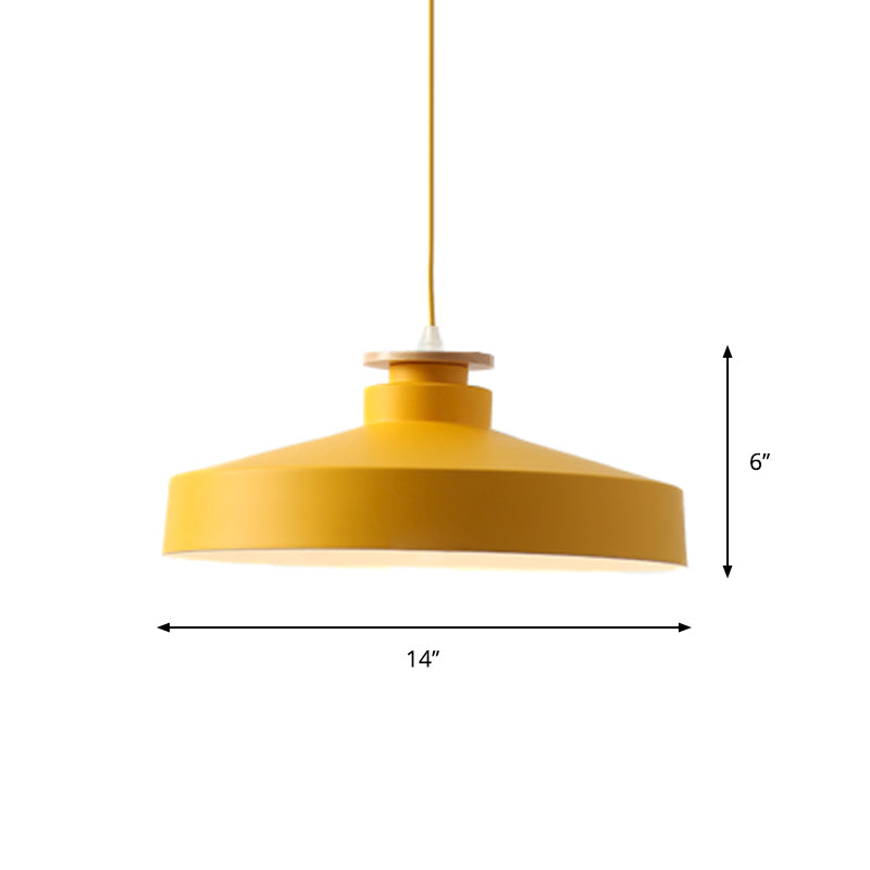 Macaron Style Aluminum Pendant Lamp In Pink/Yellow/Blue For Bedroom Ceiling