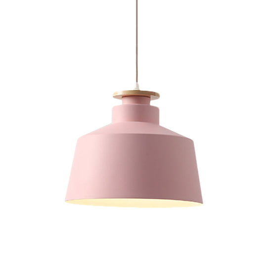 Macaron Style Aluminum Pendant Lamp In Pink/Yellow/Blue For Bedroom Ceiling