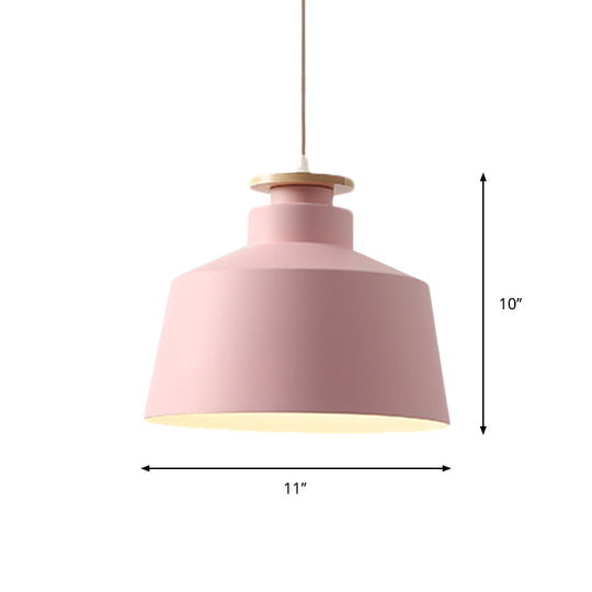 Macaron Style Aluminum Pendant Lamp In Pink/Yellow/Blue For Bedroom Ceiling