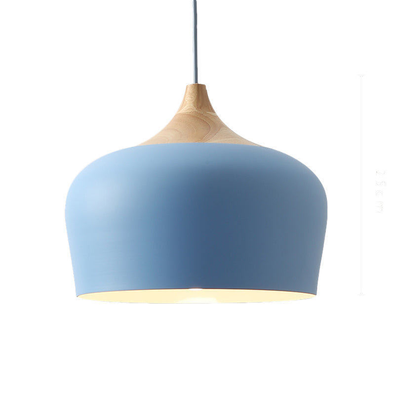 Macaron Style Aluminum Pendant Lamp In Pink/Yellow/Blue For Bedroom Ceiling