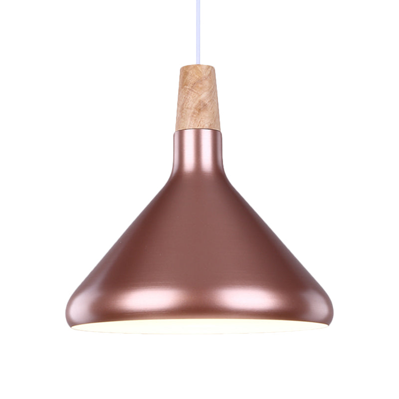 Macaron Aluminum Pendant Light - Flask Shape | Single Kitchen Dinette Drop Lamp In Gold/Blue/Pink &