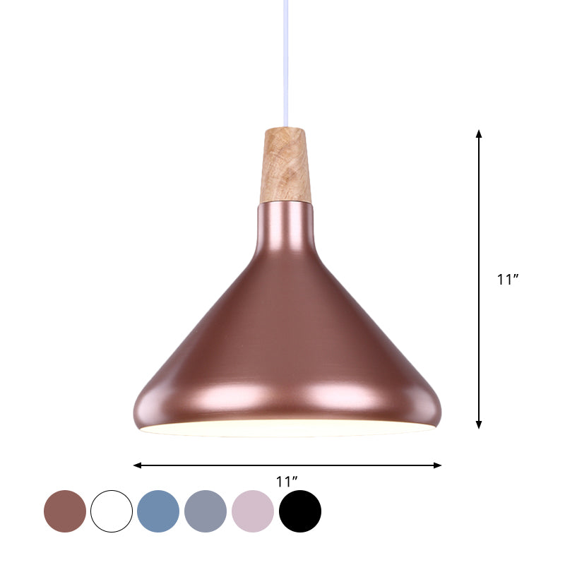 Macaron Aluminum Pendant Light - Flask Shape | Single Kitchen Dinette Drop Lamp In Gold/Blue/Pink &