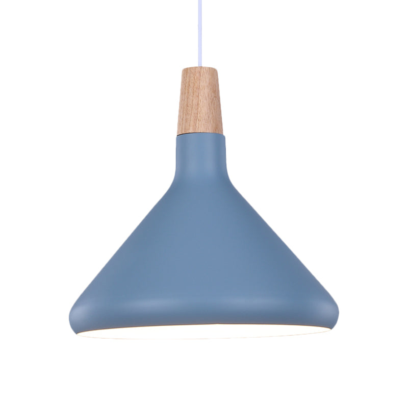 Macaron Aluminum Pendant Light - Flask Shape | Single Kitchen Dinette Drop Lamp In Gold/Blue/Pink &